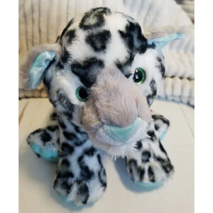 Destination Nation Plush Leopard Black Teal White Jungle 12"